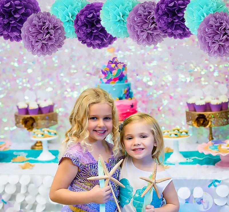 YESON Tissue Paper Pompoms Paper Flower 12 Pcs Purple,Blue Light Purple,Paper Flower Ball for Birthday Party Baby Shower Bridal Shower Party Decoration - Image 3